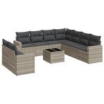 vidaXL Salon de jardin avec coussins 10 Pièces gris clair résine tressée