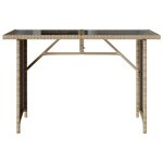 vidaXL Table de jardin avec dessus en verre beige 110x68x70 cm rotin