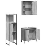 vidaXL Ensemble d'armoires de salle de bain 3 Pièces sonoma gris