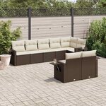 vidaXL Salon de jardin 8 Pièces avec coussins marron résine tressée