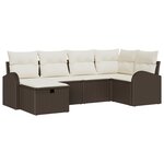 Ensemble de Canapé de Jardin de 6 Pièces avec Coussins Marron en Poly Rattan