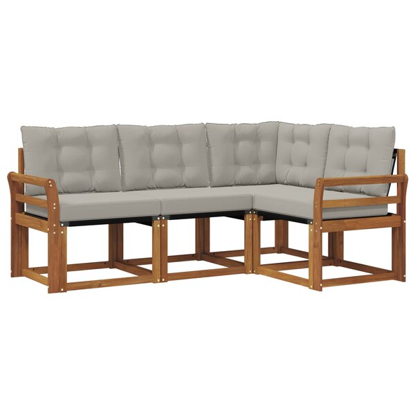 vidaXL Ensemble de canapés d'extérieur 4 pc Gris Naturel et Clair