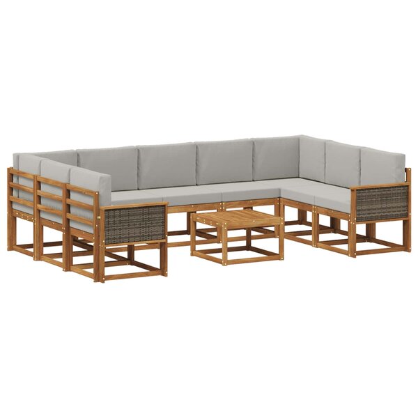 vidaXL Ensemble de canapés d'extérieur 10 Pièces Naturel et gris clair
