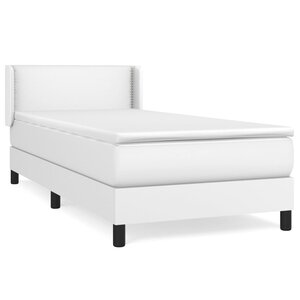 vidaXL Sommier à lattes de lit avec matelas Blanc 100x200cm Similicuir