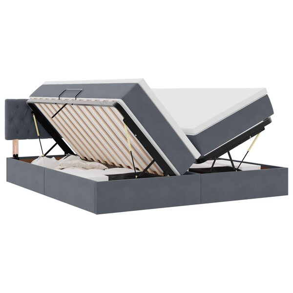vidaXL Lit de Rangement avec tête de lit 2 pièces Gris foncé
