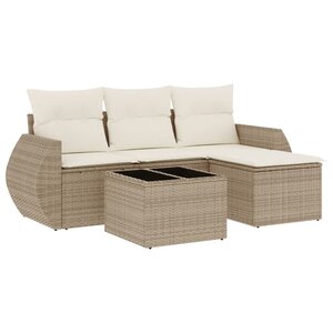 vidaXL Salon de jardin avec coussins 5 Pièces beige résine tressée