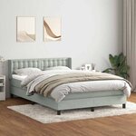 vidaXL Sommier à lattes de lit et matelas gris clair 140x210cm velours
