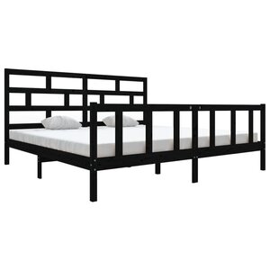 vidaXL Cadre de lit sans matelas noir bois massif 200x200 cm