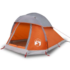 vidaXL Tente de camping à dôme 1 personne gris et orange imperméable