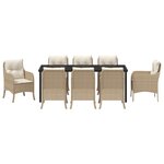 vidaXL Ensemble de salle à manger de jardin 9 pièces avec coussins beige en poly rattan