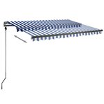 vidaXL Auvent automatique capteur de vent/LED 350x250 cm Bleu et blanc