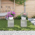 vidaXL Support de Plante 2 Pièces Argent 24 x 24 x 35 cm Acier galvanisé