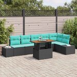 vidaXL Ensemble de salle à manger pour jardin 7 Pièces Noir et Sarcelle