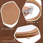 Miroir décoratif à cadre irrégulier grand miroir mural imperméable de 89 5 x 66 cm avec vis d'expansion miroir mural élégant pour salon naturel 20_0008911