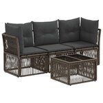 vidaXL Ensemble de canapé de jardin 4 Pièces Gris polyrotin