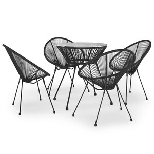 vidaXL Ensemble à dîner d'extérieur 5 Pièces Rotin PVC Noir