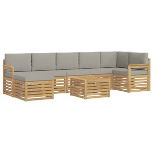 vidaXL Ensemble de canapés d'extérieur 7 Pièces Blanc et gris clair