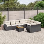 vidaXL Salon de jardin 10 Pièces avec coussins noir résine tressée