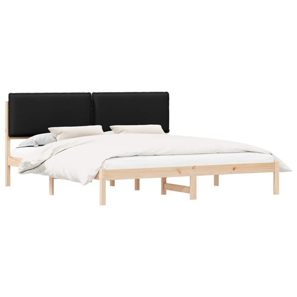 vidaXL Cadre de lit avec tête de lit rembourrée Noir 180 x 200 cm