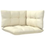 vidaXL Salon de jardin 3 Pièces avec coussins crème Bois de pin massif