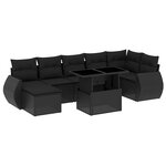 vidaXL Salon de jardin 8 Pièces avec coussins noir résine tressée