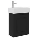 vidaXL Meuble de salle de bain avec robinet Noir 45 5 x 22 5 x 84 cm