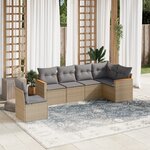 vidaXL Salon de jardin avec coussins 6 Pièces beige résine tressée