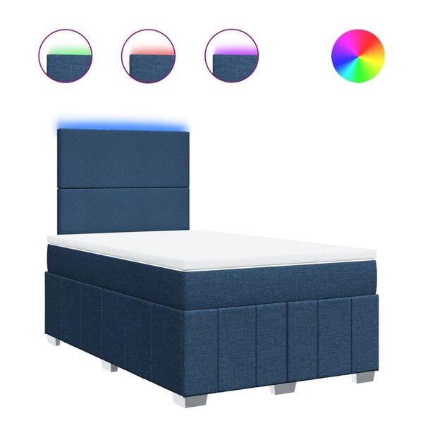 vidaXL Sommier à lattes de lit avec matelas Bleu 120x200 cm Tissu