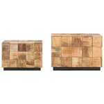 vidaXL Tables basses 2 Pièces avec design de blocs Bois de manguier brut