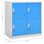 vidaXL Armoires à casiers 2 Pièces Gris clair et bleu 90x45x92 5 cm Acier