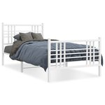 vidaXL Cadre de lit métal avec tête de lit/pied de lit blanc 90x190 cm