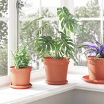 vidaXL Pot à fleurs rond 6 Pièces Rouge brique Ø 19 x 16 cm Plastique