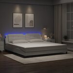 vidaXL Cadre de lit avec lumières LED blanc 200x200 cm similicuir