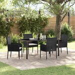 vidaXL Ensemble de Salle à Manger de Jardin 5 Pièces avec Coussins Noir Rattan
