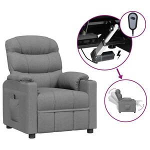 vidaXL Fauteuil inclinable électrique Gris clair Tissu