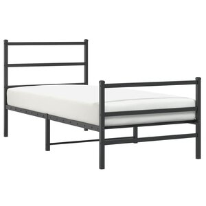 vidaXL Cadre de lit métal sans matelas avec pied de lit noir 90x200 cm
