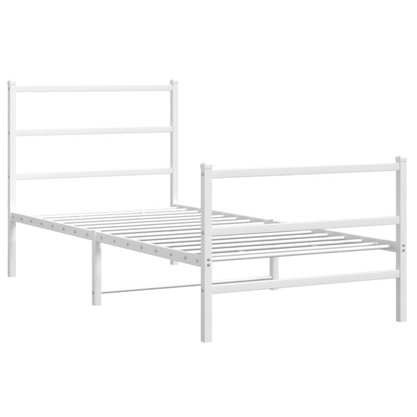vidaXL Cadre de lit métal avec tête de lit/pied de lit blanc 90x200 cm