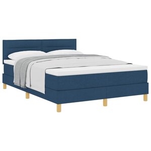vidaXL Lit à ressorts avec coussin Bleu 140 x 200 cm tissu
