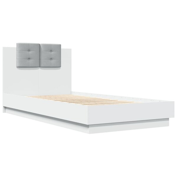 vidaXL Cadre de lit avec tête de lit blanc 75x190 cm bois d'ingénierie