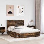 vidaXL Lit de Rangement Chêne fumé 160 x 200 cm Bois d'ingénierie