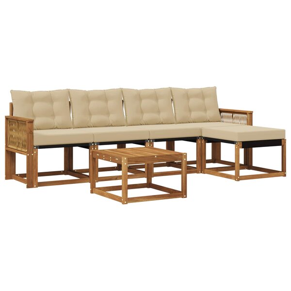 vidaXL Ensemble de canapés d'extérieur 6 pc Naturel et Beige