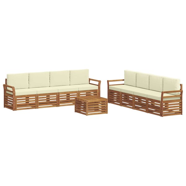 vidaXL Ensemble de canapés d'extérieur 9 pc Naturel et Crème