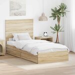 vidaXL Lit de Rangement Chêne Sonoma 90 x 190 cm Bois d'ingénierie