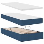 vidaXL Lit de Rangement avec tête de lit Bleu 180 x 200 cm Tissu
