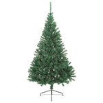 vidaXL Sapin de Noël artificiel moitié avec support vert 240 cm PVC