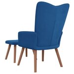 vidaXL Chaise de relaxation avec repose-pied Bleu Velours