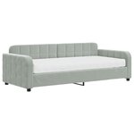 vidaXL Lit de jour avec matelas gris clair 90x200 cm velours