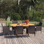vidaXL Ensemble à manger de jardin 7 Pièces Résine tressée Marron