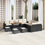 vidaXL Ensemble de canapé de jardin 14 Pièces Noir polyrotin