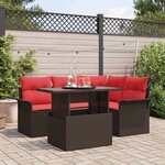 vidaXL Ensemble de canapé de jardin 5 Pièces Marron Poly rotin
